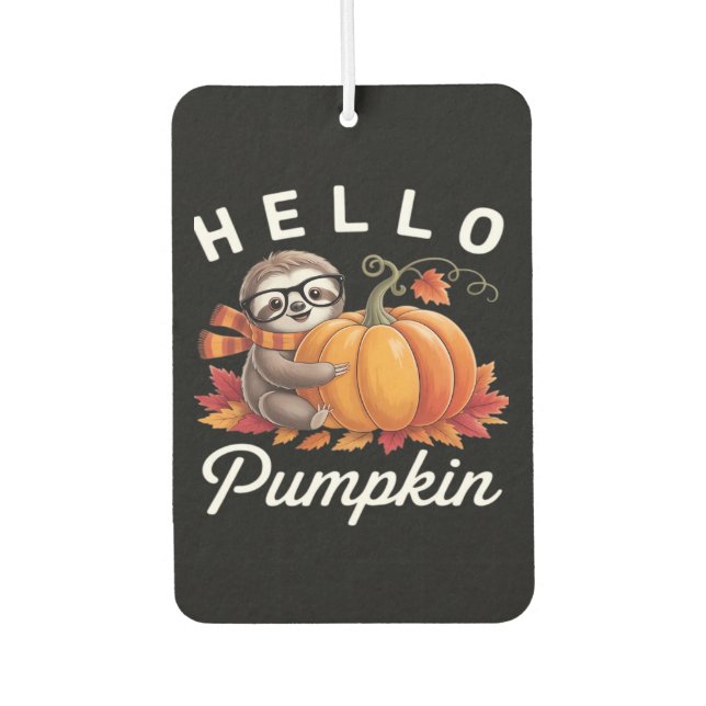 Hello Pumpkin - Cute Fall Sloth Autumn Leaves Foli Air Freshener (Front)