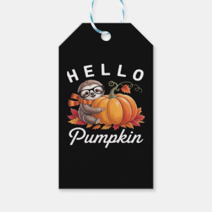 Hello Pumpkin - Cute Fall Sloth Autumn Leaves Foli Gift Tags