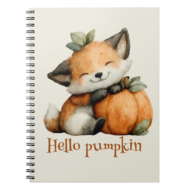 Hello Pumpkin Cute Fox Halloween Design Notebook (Front)