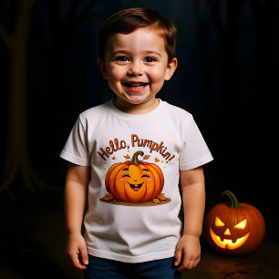 Hello Pumpkin Cute Halloween Happy Pumpkin Design T-Shirt