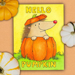 Hello Pumpkin - Cute hedgehog fall  Postcard