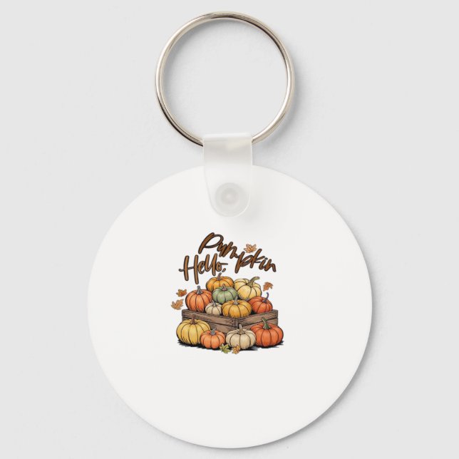 Hello, Pumpkin design Classic T-Shirt.png Keychain (Front)