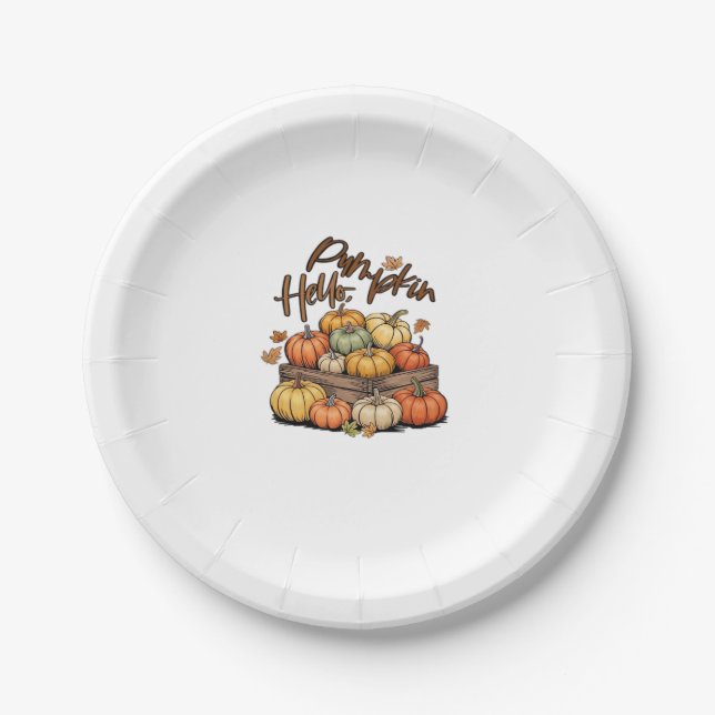 Hello, Pumpkin design Classic T-Shirt.png Paper Plate (Front)