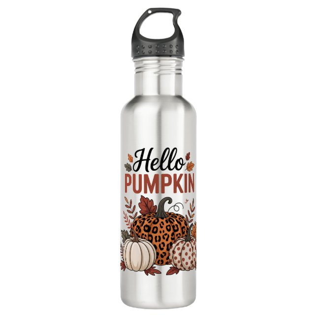 Hello Pumpkin Fall Autumn 710 Ml Water Bottle (Front)