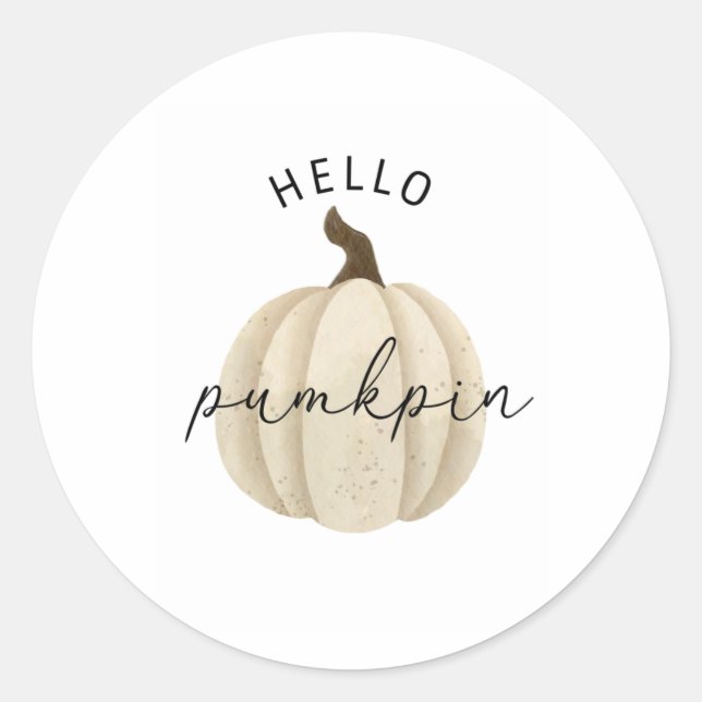 Hello Pumpkin - Fall, autumn Classic Round Sticker (Front)