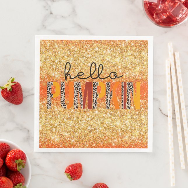 Hello Pumpkin Fall Autumn Customize Colour Napkin (Insitu)