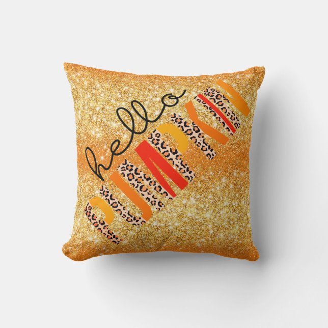 Hello Pumpkin Fall Autumn Customize Colour Throw Pillow (Front)