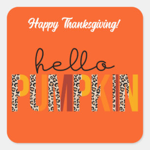Hello Pumpkin Fall Autumn Customize Square Sticker