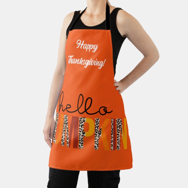 Hello Pumpkin Fall Autumn Customize Text and Colou Apron (Insitu)