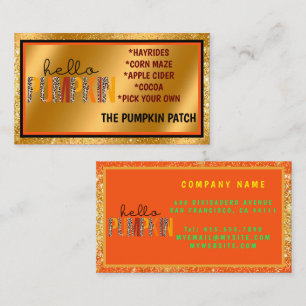 Hello Pumpkin Fall Autumn Customize Text and Colou Business Card