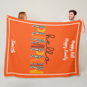 Hello Pumpkin Fall Autumn Customize Text and Colou Fleece Blanket