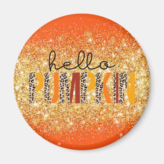 Hello Pumpkin Fall Autumn Customize Text and Colou Magnet (Front)