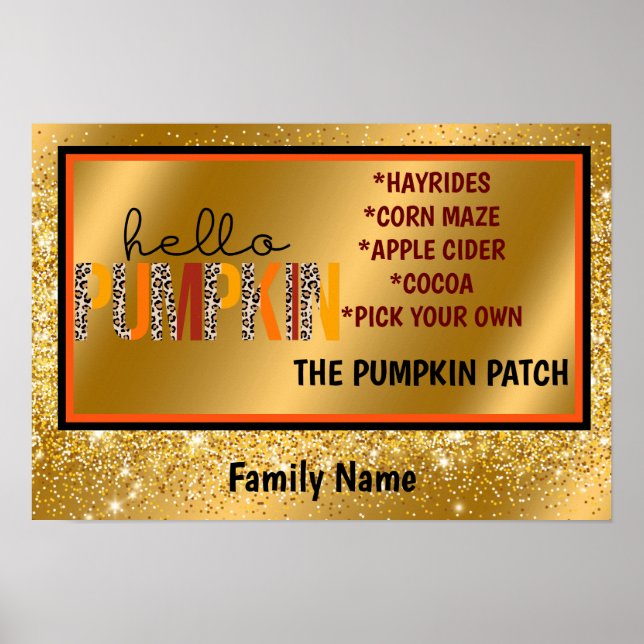 Hello Pumpkin Fall Autumn Customize Text and Colou Poster (Front)