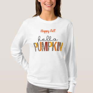 Hello Pumpkin Fall Autumn Customize Text T-Shirt