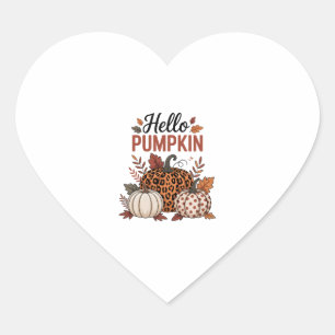 Hello Pumpkin Fall Autumn Heart Sticker