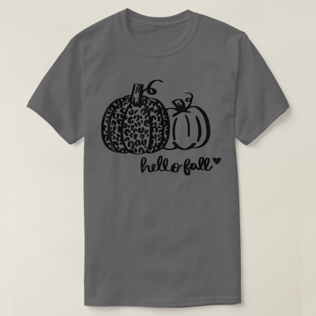 Hello Pumpkin Fall Autumn pumpkin leopard  T-Shirt (Design Front)