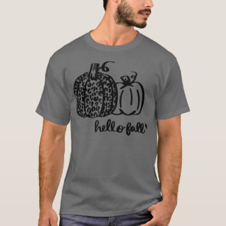 Hello Pumpkin Fall Autumn pumpkin leopard T-Shirt