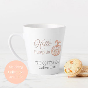 Hello Pumpkin Fall Café Branding Design for Autumn Latte Mug