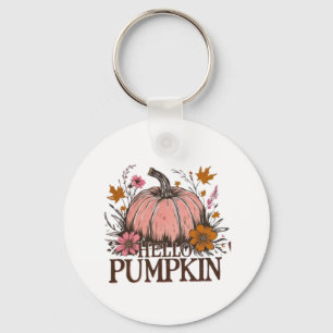Hello Pumpkin Fall Floral Design 🎃🍂 Keychain