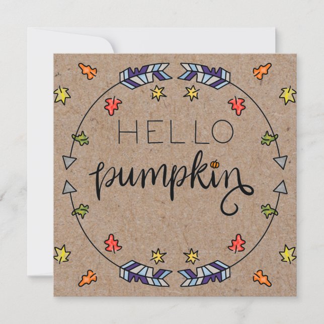 Hello Pumpkin fall greeting card  (Front)