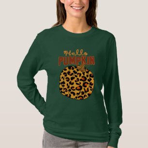 Hello Pumpkin - Fall Leopard Print T-Shirt