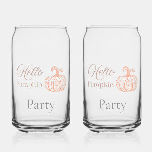 Hello Pumpkin Floral Autumn Halloween Party Can Glass