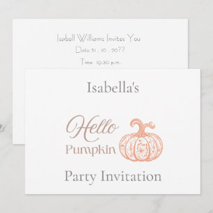 Hello Pumpkin Floral Autumn Halloween Party Invitation