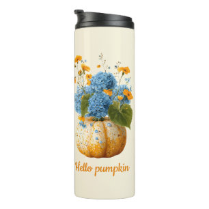 Hello Pumpkin Floral Halloween Arrangement Thermal Tumbler