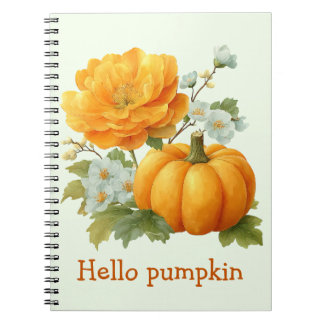 Hello Pumpkin Floral Halloween Design Notebook