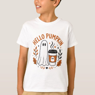 Hello Pumpkin Ghost Design T-Shirt