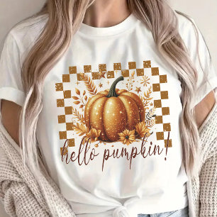 Hello Pumpkin Glitter Shirt, Cozy Fall Vibes Shirt