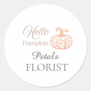 Hello Pumpkin Halloween Florist Business Branding Classic Round Sticker