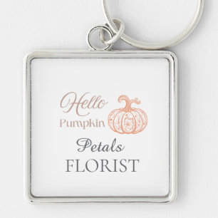 Hello Pumpkin Halloween Florist Business Branding Keychain