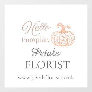 Hello Pumpkin Halloween Florist Business Branding Window Cling
