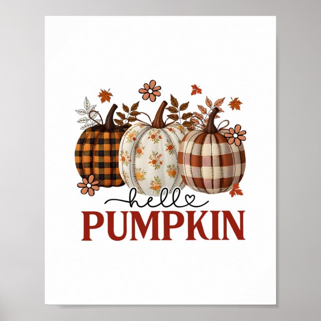 Hello Pumpkin Leopard Print For Fall Thanksgiving  (Front)
