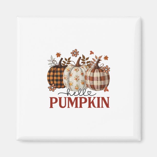 Hello Pumpkin Leopard Print For Fall Thanksgiving  Magnet (Front)