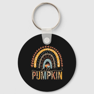 Hello Pumpkin Leopard Rainbow Autumn Season Fall V Keychain