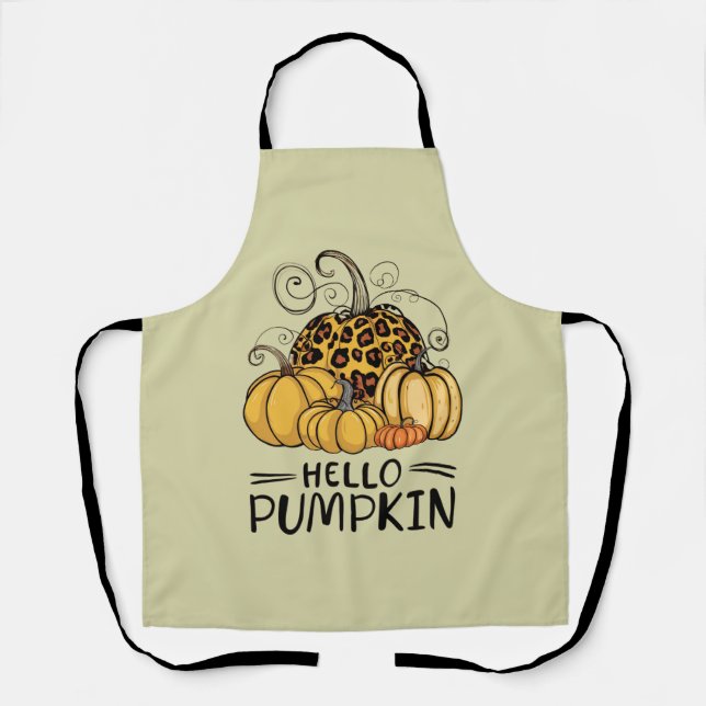 Hello Pumpkin Lover Fall Season Autumn Thanksgivin Apron (Front)