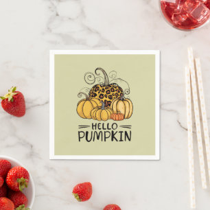 Hello Pumpkin Lover Fall Season Autumn Thanksgivin Napkin