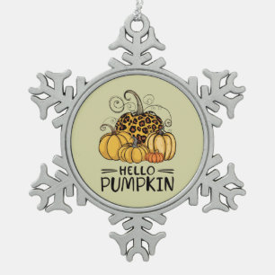 Hello Pumpkin Lover Fall Season Autumn Thanksgivin Snowflake Pewter Christmas Ornament