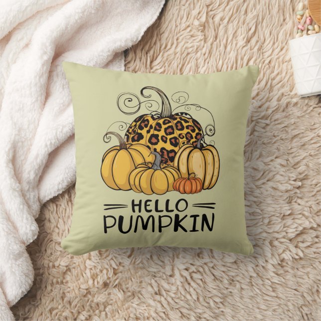 Hello Pumpkin Lover Fall Season Autumn Thanksgivin Throw Pillow (Blanket)