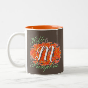 Hello Pumpkin Monogramed Pumpkin Two-Tone Coffee Two-Tone Coffee Mug