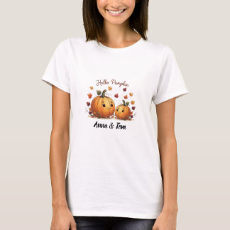 Hello Pumpkin Personalized Couples T-shirt