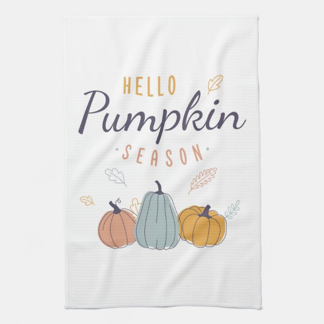 Hello Pumpkin Season Kitchen Towel (Vertical)