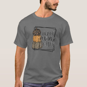 Hello Pumpkin Season Leopard Autumn Season Lovers T-Shirt