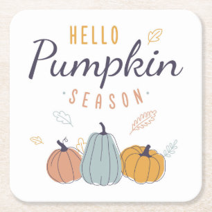 Hello Pumpkin Season Square Paper Coaster