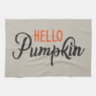"Hello Pumpkin" silver-beige with modern Letters Kitchen Towel