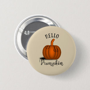 Hello pumpkin watercolor funny fall autumn 2 inch round button