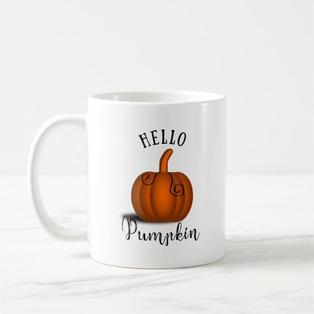 Hello pumpkin watercolor funny fall autumn coffee mug (Left)