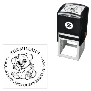 hello puppy lover theme self-inking stamp
